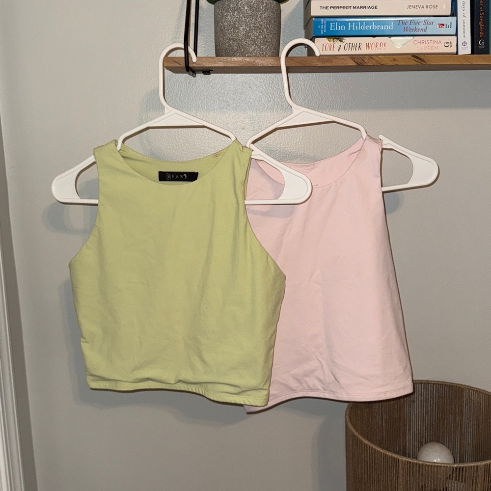 Guess Lime Green and Light Pink Crop Tops